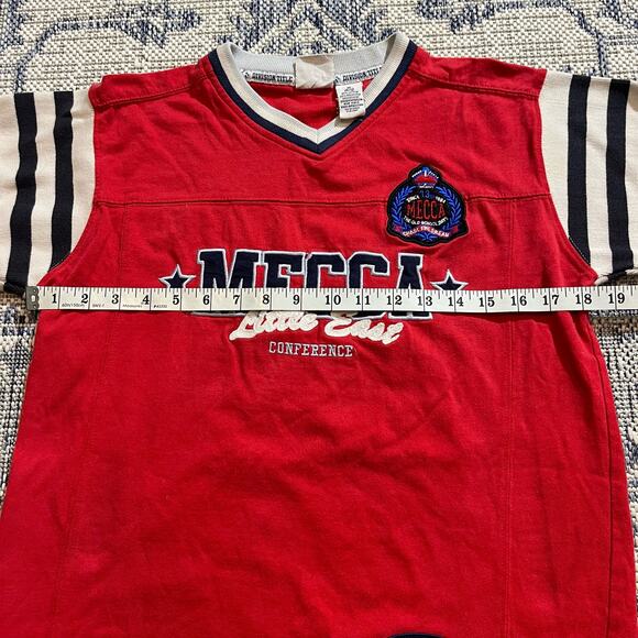 VTG Y2K Mecca Streetwear Football Jersey Style Shirt Red Striped SZ S - Picture 4 of 6